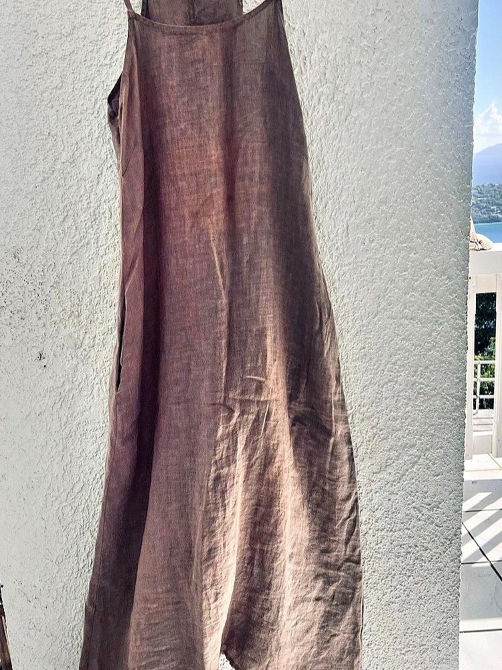 Italian Linen Maxi Dress medium in brown like New